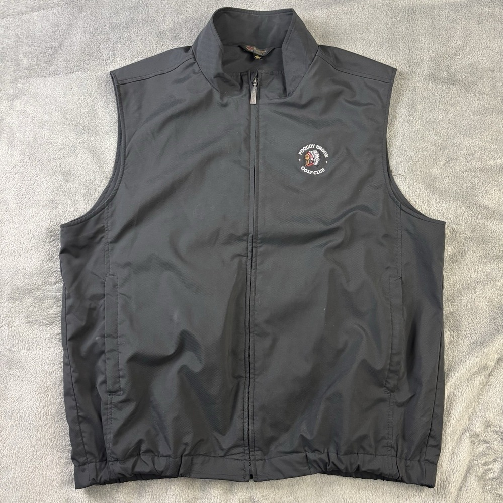 Monterey Club Golf Vest Mens L Black Poquoy Brook‎ Club Zip Mesh Lined Outdoor